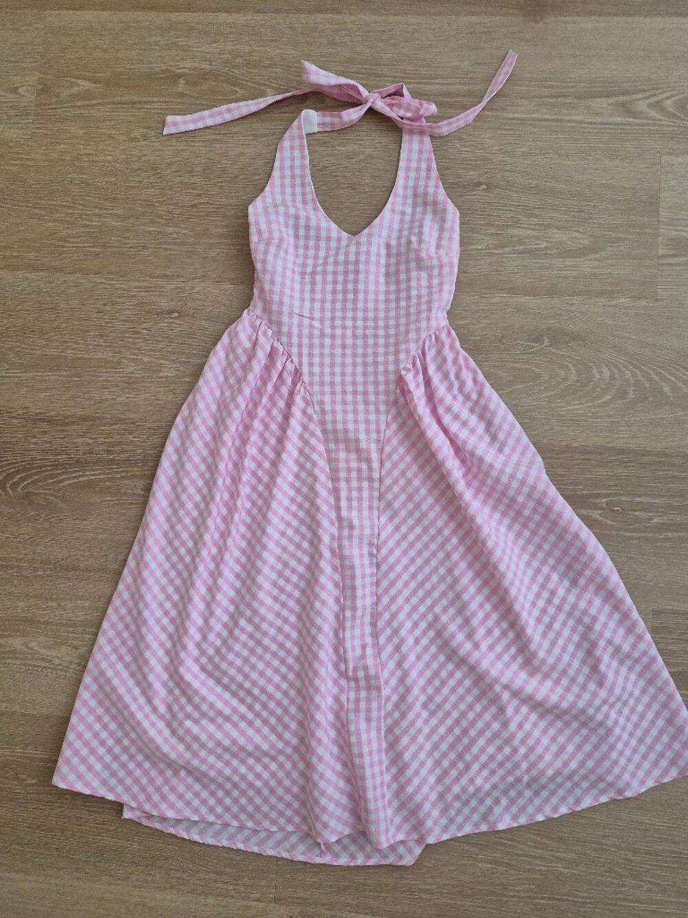 Corset Gingham Midi Dress - Pink/combo
